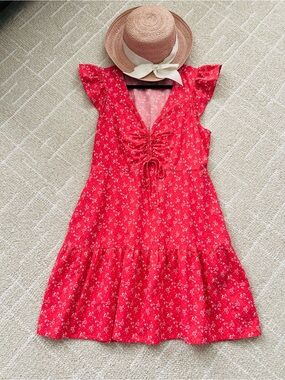 100% Cotton V-Neck Mini Dress with Pockets!